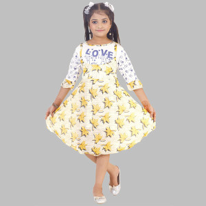 Girls Round Neck Printed Frock